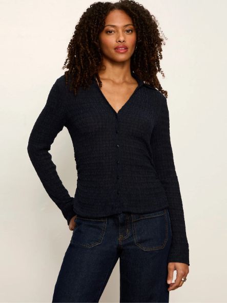 Juno Textured blouse in navy