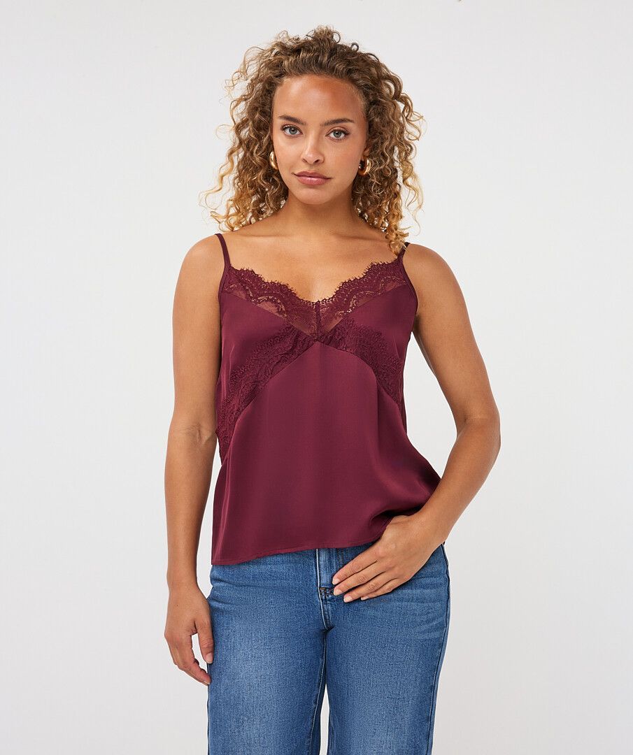Satin Lace Trimmed Camisole