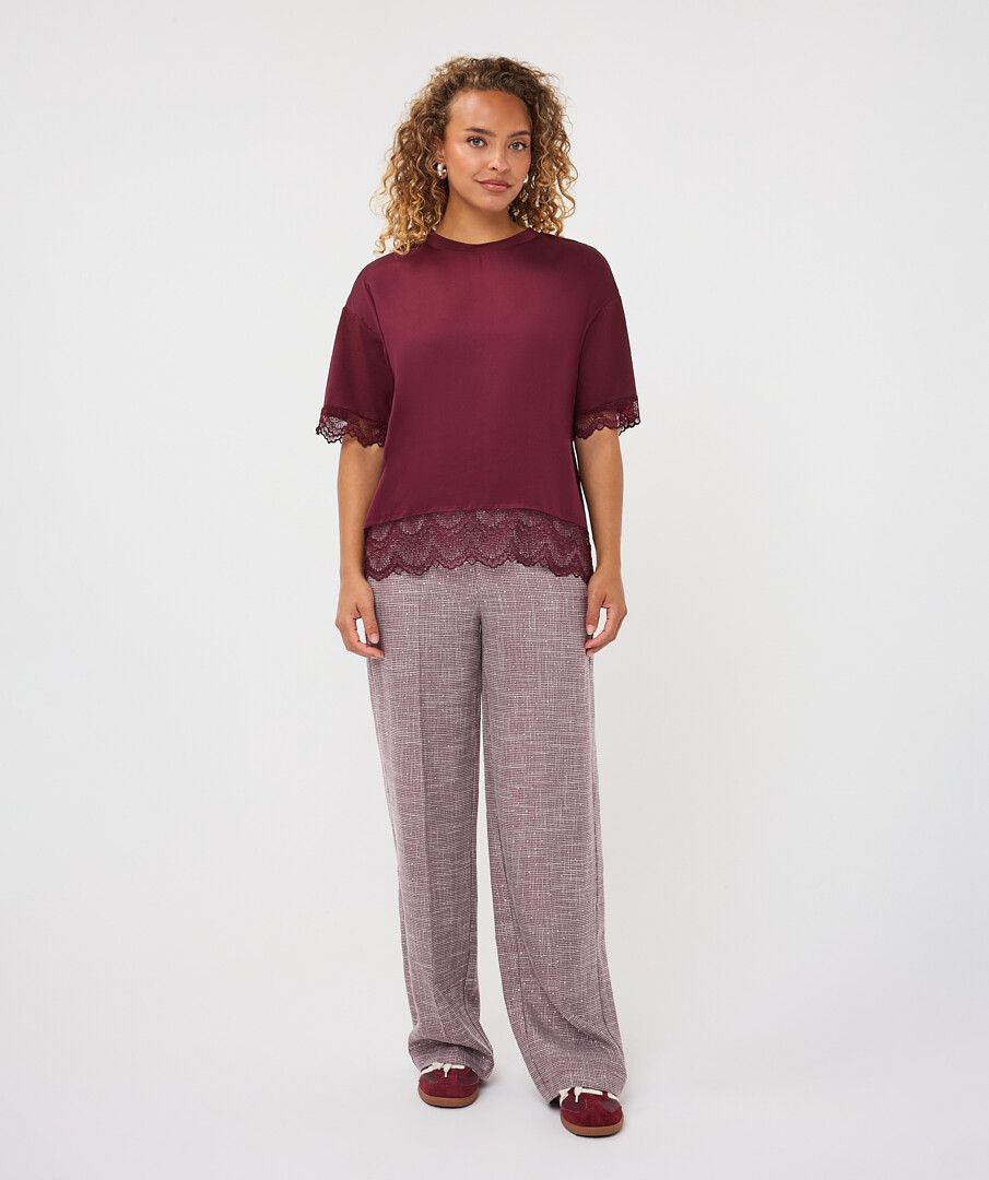 Lace trimmed Satin Tee