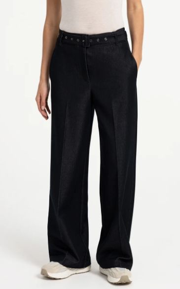 Wide Leg Trousers with Belt (Midnight Navy)