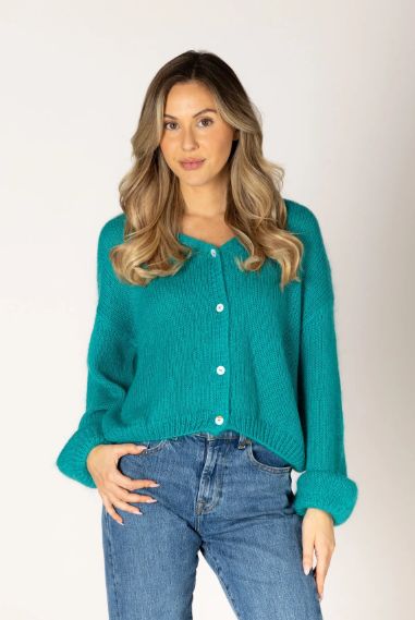 Maya Mohair Cardigan  in Teal