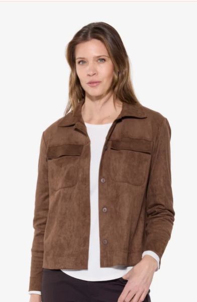 Faux Suede Shirt Jacket