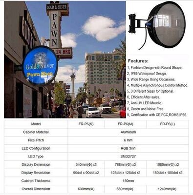 Led sign p6 round Double-sidede outside size 49 "