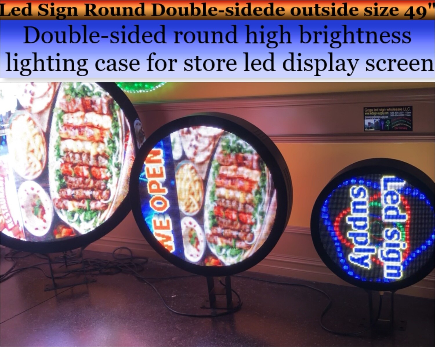Led sign p6 round Double-sidede outside size 49 &quot;