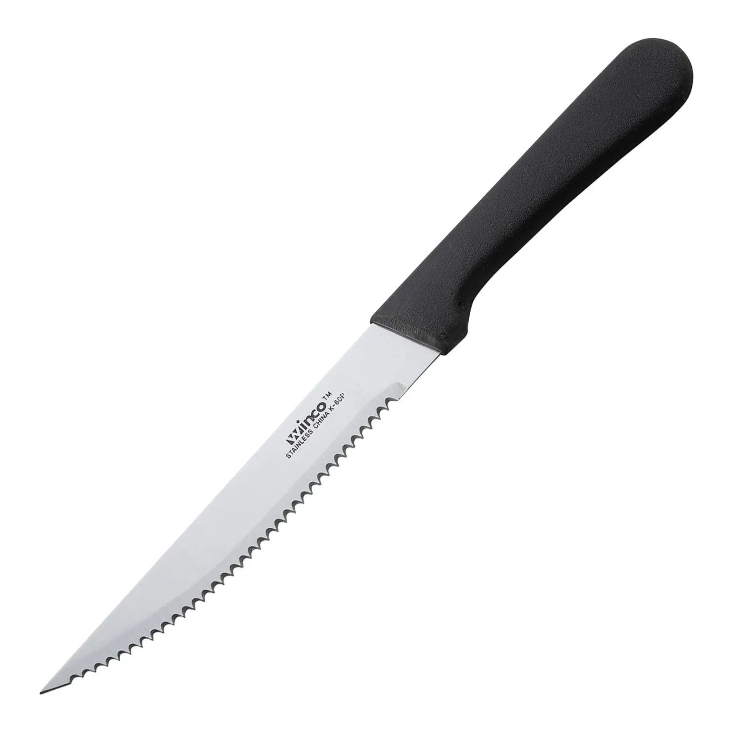 Steak Knife Black Plastic Handle, Pointed