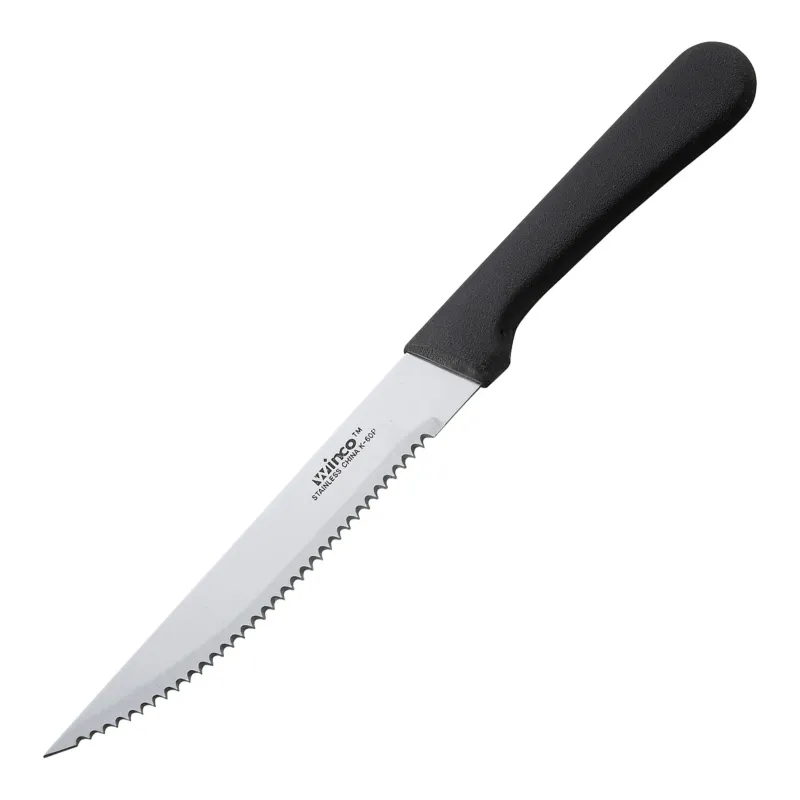 Steak Knife Black Plastic Handle, Pointed