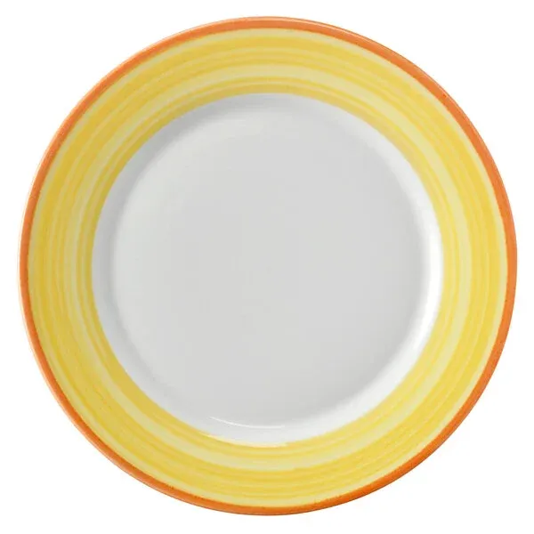 Plate Rolled Edge Calypso Yellow Rim 10 3/4in (24/Caja)