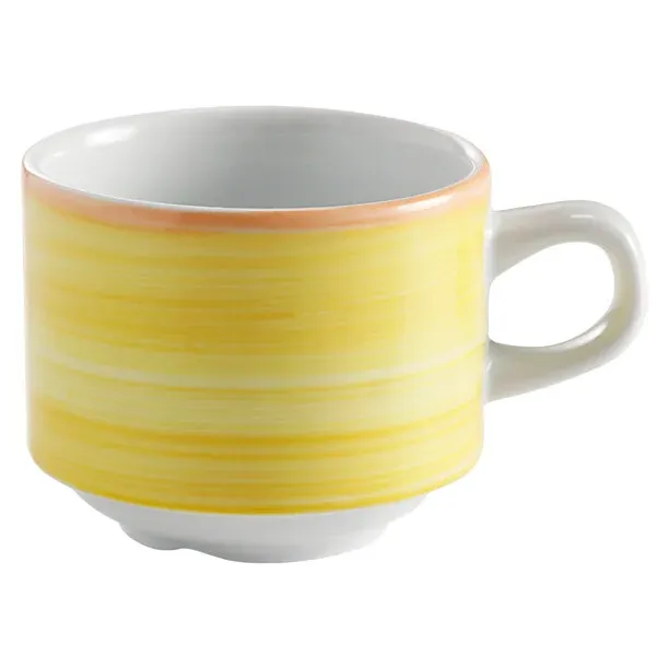 Espresso Cup Stack. Calypso Yellow Rim 3.3 oz. (24/caja)