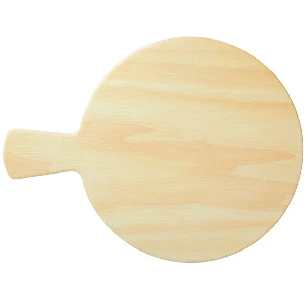 11in Melamina Round Faux Birch Wood Display, w/handle 14 3/4in (6/case)