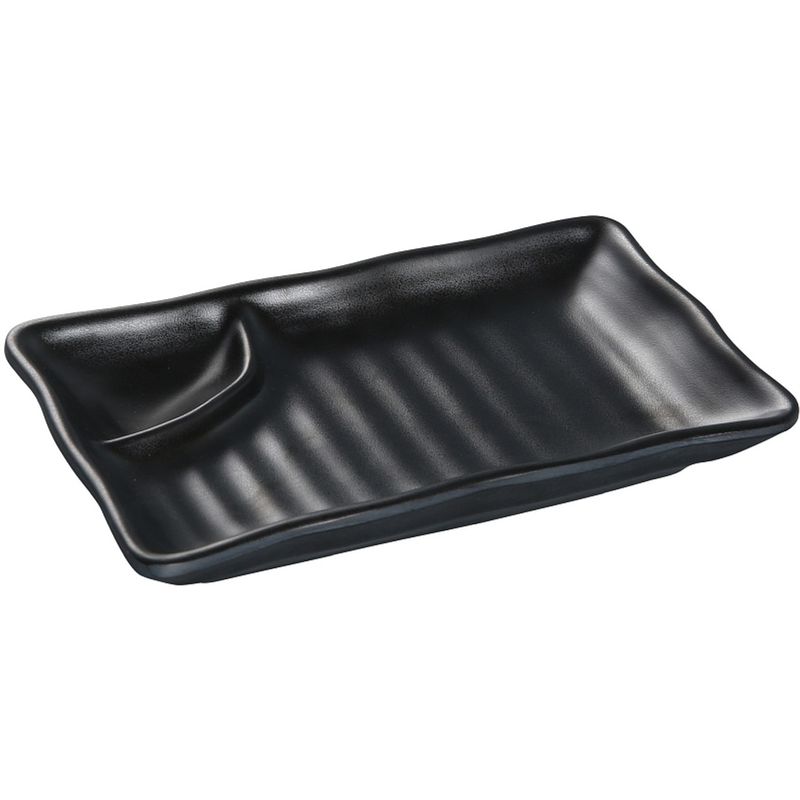 Black Pearl-2 Compartment Plate Matte, 8x4.5in (48/case)