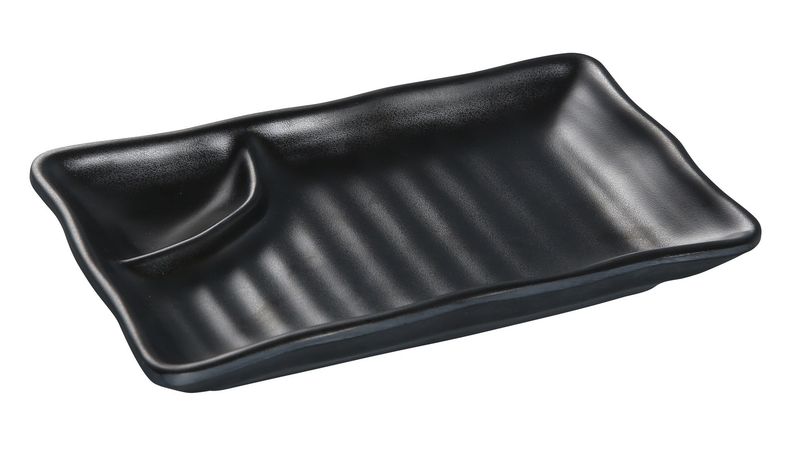 2 Compartment Plate Melamine Black Pearl 10 x 5 1/2in -  (24/case)