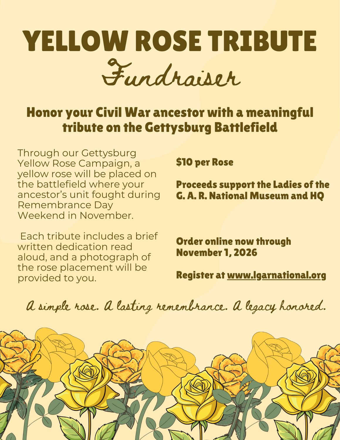 LGAR Yellow Rose Remembrance