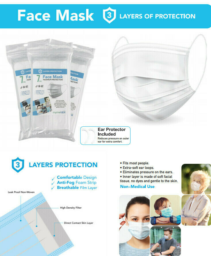 46720 3-LAYER FACE MASK (7CT)