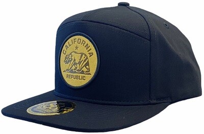 CALIFORNIA BEAR ROUND PATCH LEATHER SNAPBACK HAT