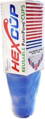 25352 22 REUSABLE HEX CUPS AND 3 PARTY PONG BALLS