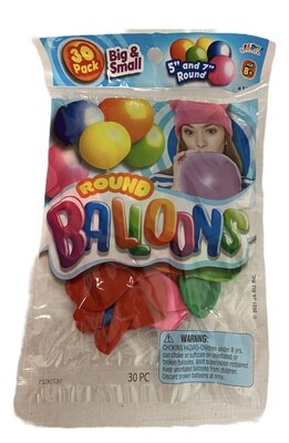 $3.59 NOVELTY MIX / 30 K ROUND BALLOONS 9IN / 1748-125