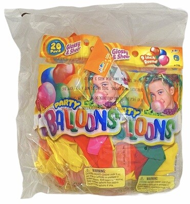 N499 NOVELTY MIX / 106 20 PK PARTY BALLOONS 9" / 1748-106