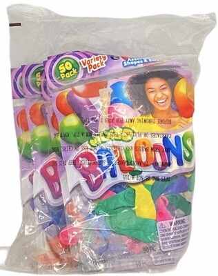 $3.59/ 50 PK VARIETY MIX BALLOONS 6CT / 113 $3.59/ 50 PK VARIETY MIX BALLOONS 6CT / 113