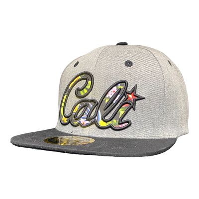 Cali Cursive Flower Print Snapback Hat