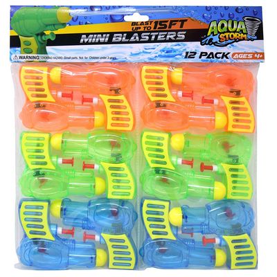 N999 Aqua Storm 12pk 4" Water gun in polybag