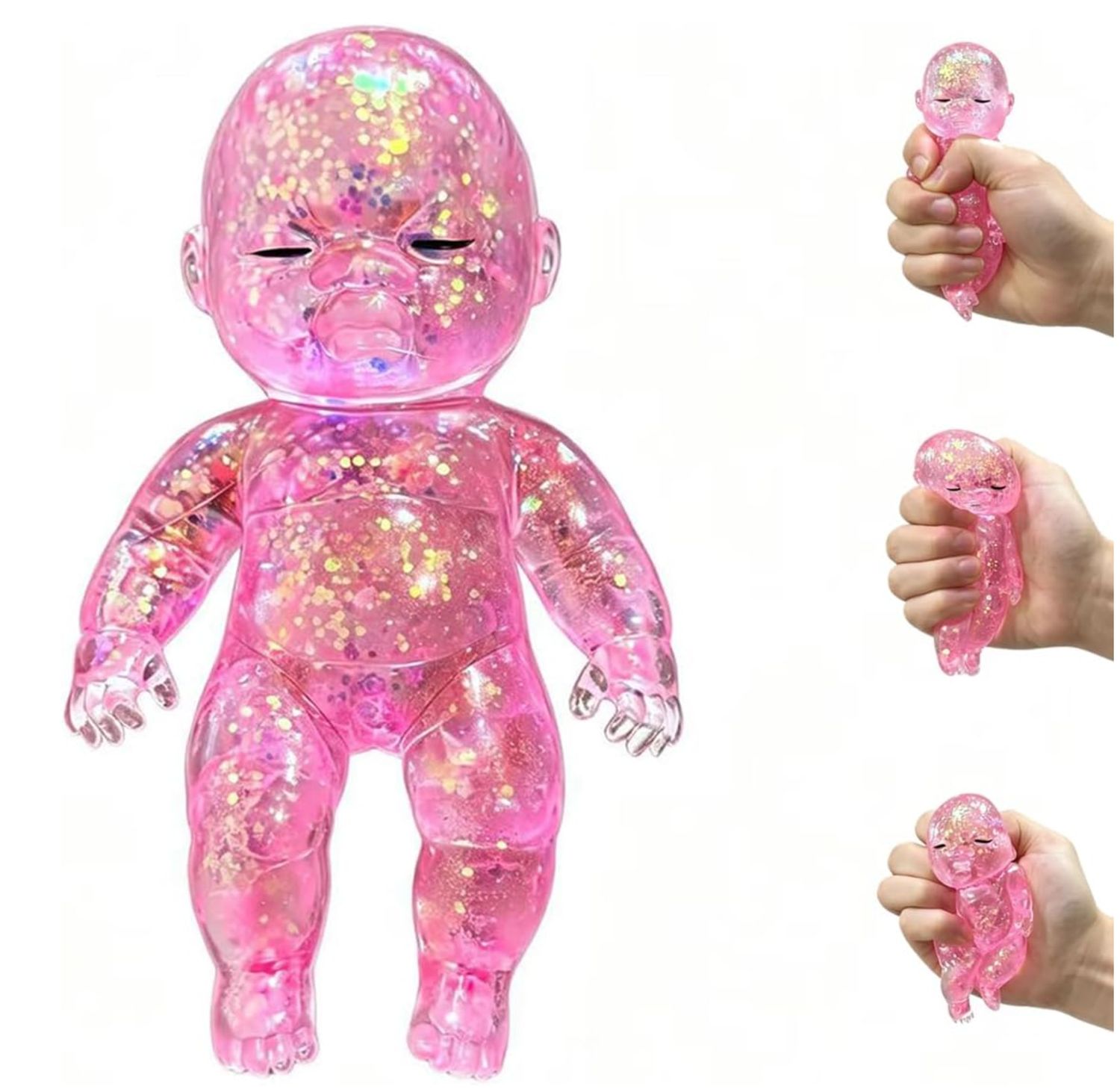 Shiny Baby Doll Soft Rubber Stress Relief Toy – Glowing Stress Ball – Cute Maltose Doll – Stress Relief Toy for Teens and Adults; Party Gift; Soft Toy for Anxiety Relief