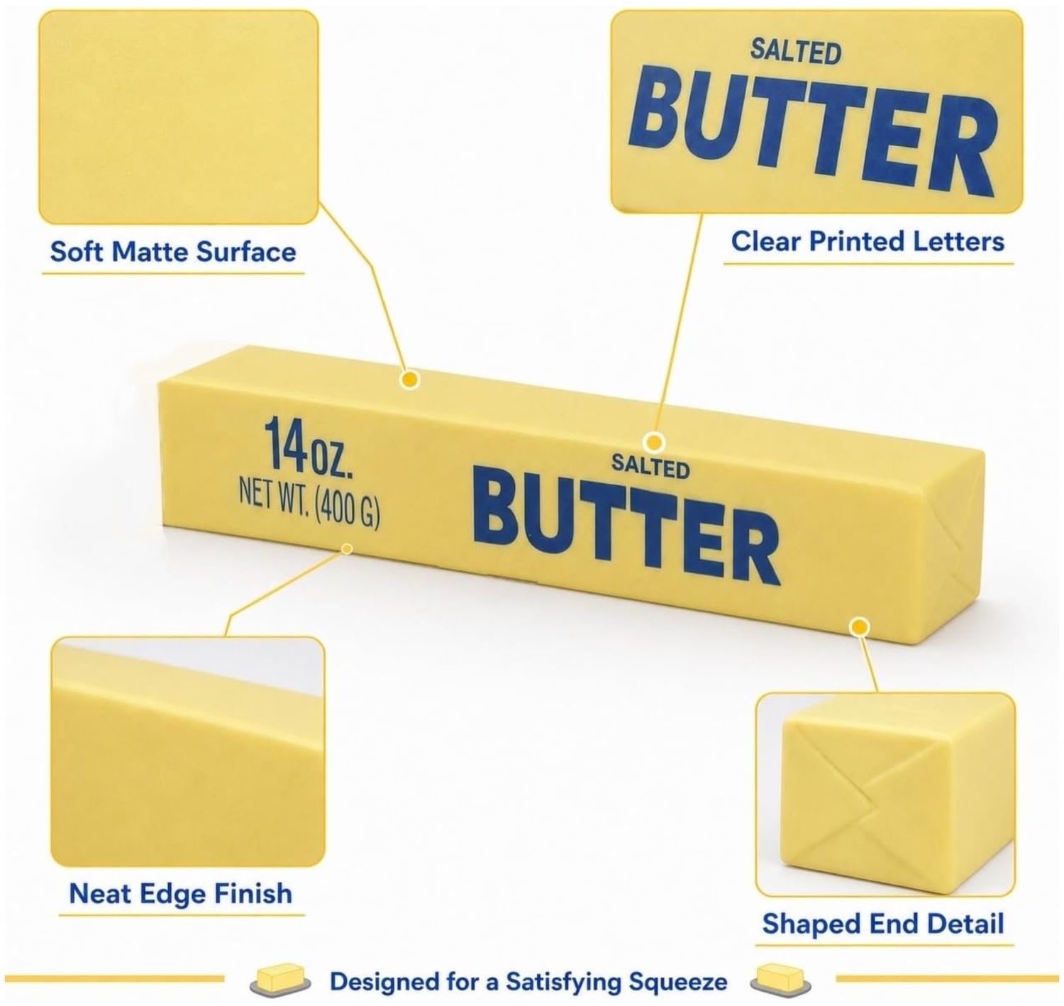 Butter Squishy 14oz Jumbo Squishy Stick of Butter - Realistic Slow Rising Food Fidget for Stress Relief &amp; Anxiety Relaxation 2026