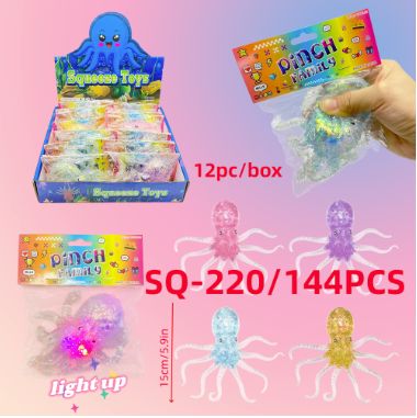 Glitter Octopus Squishy Stress Balls, Sea Animal Fidget, Stress Relief Hand Squeeze, Party Favors &amp; Basket Fillers Gifts for Adults