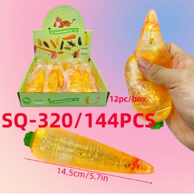Squeezy Sugar Carrot, Squishy Fidget Toys for Kids & Adults, Glitter, Sensory Toys for Children, Party Favors Stress Balls for Office, School Squeezy Sugar Carrot, Squishy Fidget Toys for Kids & Adults, Glitter, Sensory Toys for Children, Party Favors Stress Balls for Office, School