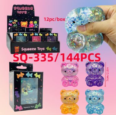 Bear Stress Ball Toy Squishy, Maltose Filled Squeeze Fidget Toy for Stress Relief, Glitter Animal Squishies with Stretchable Soft Texture for Party Favors and Sensory Play Bear Stress Ball Toy Squishy, Maltose Filled Squeeze Fidget Toy for Stress Relief, Glitter Animal Squishies with Stretchable Soft Texture for Party Favors and Sensory Play