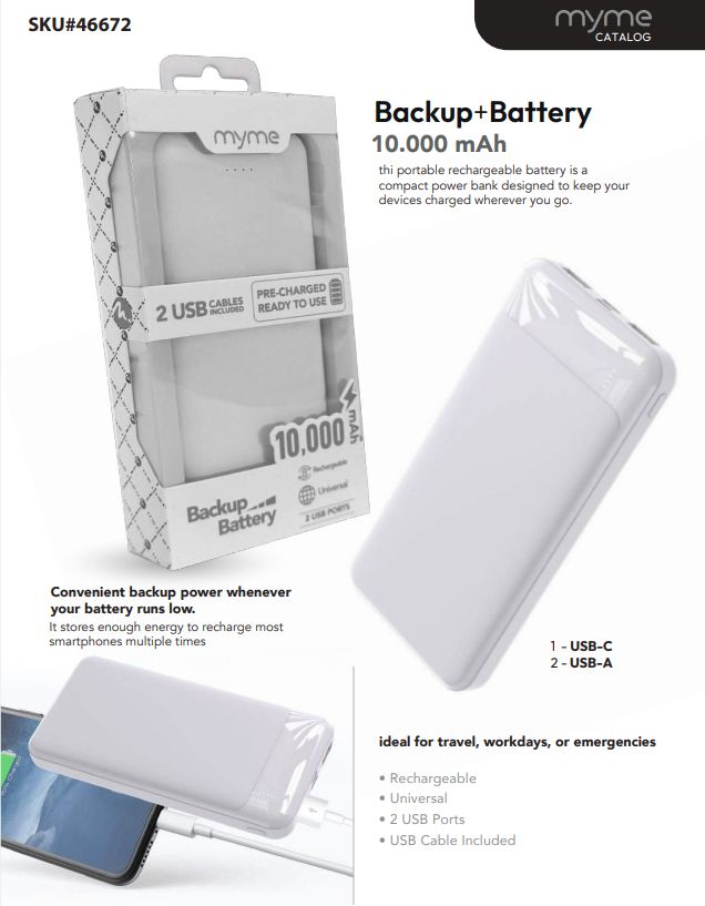 MYME BACKUP BATTERY CHARGER 10K mAh