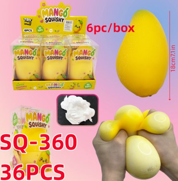 Jumbo Gold Mango Squishy, Slow Rising Fruit Squishies | Realistic Mango Squeeze Toys, Soft Stress Relief Fidget Toys, Fun Desk Decor &amp; Party Favors
