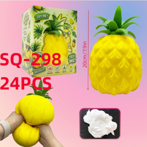 Jumbo Pineapple Squishy Toys,Squeeze Sensory Fidget Toys for Stress &amp; Anxiety Relief,Cute Giant Fruit Stress Balls Squishies Toy,Birthday Gifts Party Favor for Adults Kids