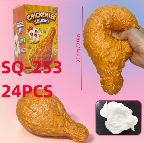 Jumbo Fried Chicken Leg Squishy Toy, Big Stress Relief Squeeze Fidget Toy, Large Realistic Food Shape Sensory Toy for Kids &amp; Adults Party Favors