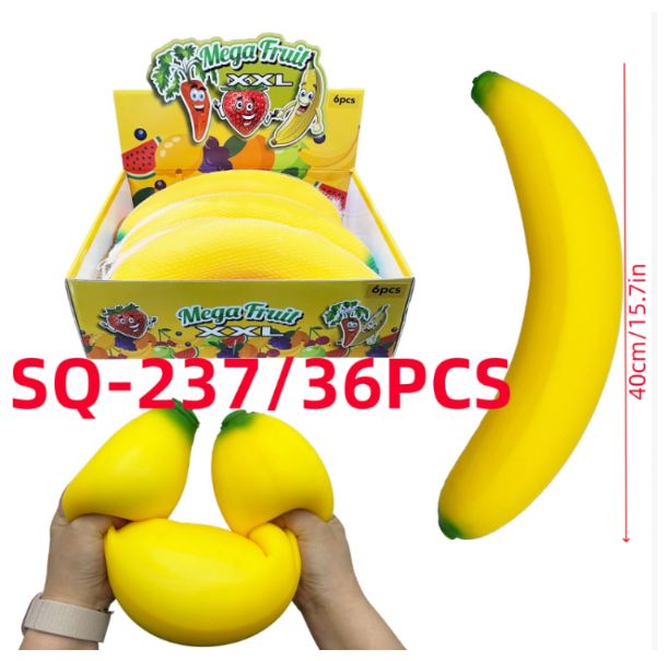 Banana Squishy Giant, Large Slow Rising Banana Fidget Toys | Soft Stress Relief Anxiety Sensory Toys for Adults, Realistic Fruit Shape Squeeze Toys, Birthday Party Favors