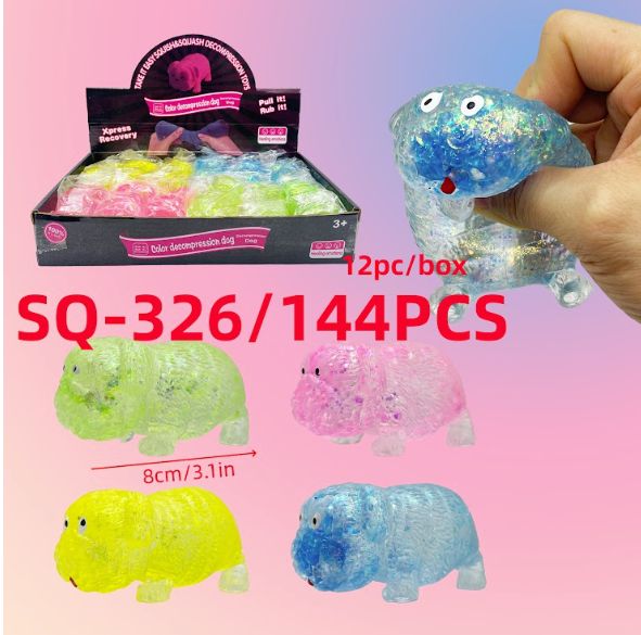 Glitter Dog Squishies Stress Balls, Slowly Rising Squeeze Toys Fidget Toys
