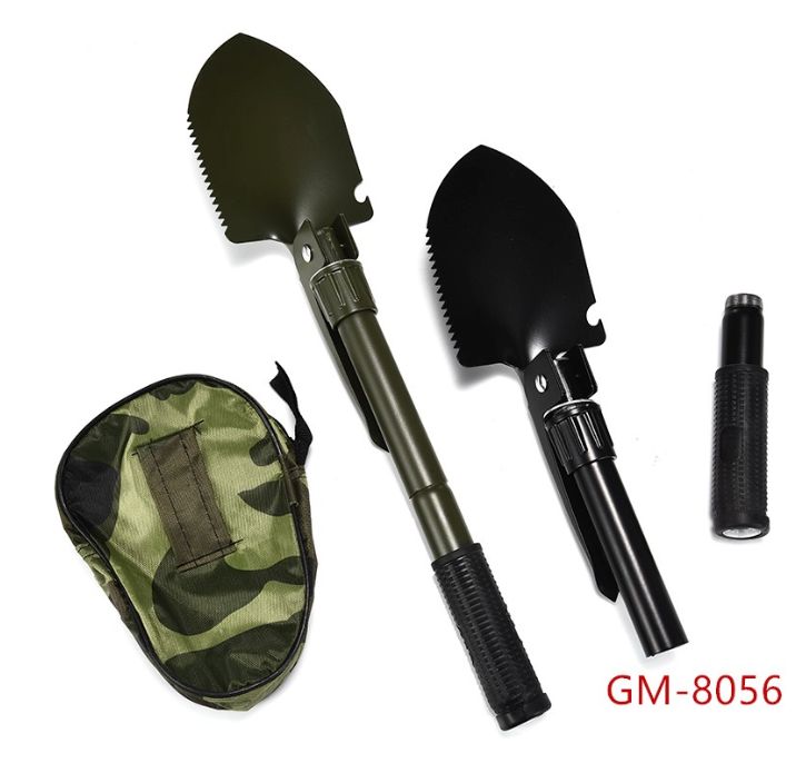 Tactical Folding Shovel (With Compass) Survival Shovel with Camo Bag | Durable Stainless Steel, for Camping