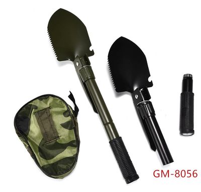 Tactical Folding Shovel (With Compass) Survival Shovel with Camo Bag | Durable Stainless Steel, for Camping
