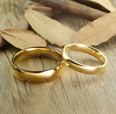 Pack 2 Alianzas clásicas de boda en Tungsteno con baño de oro 18k