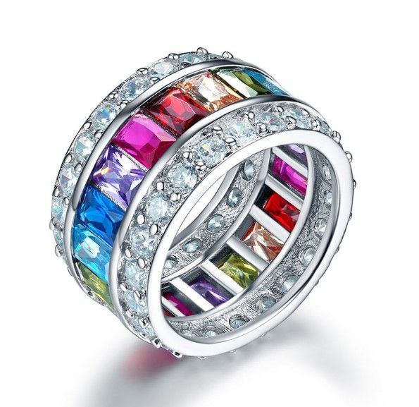 Anillo en plata de primera ley 925 multicolor