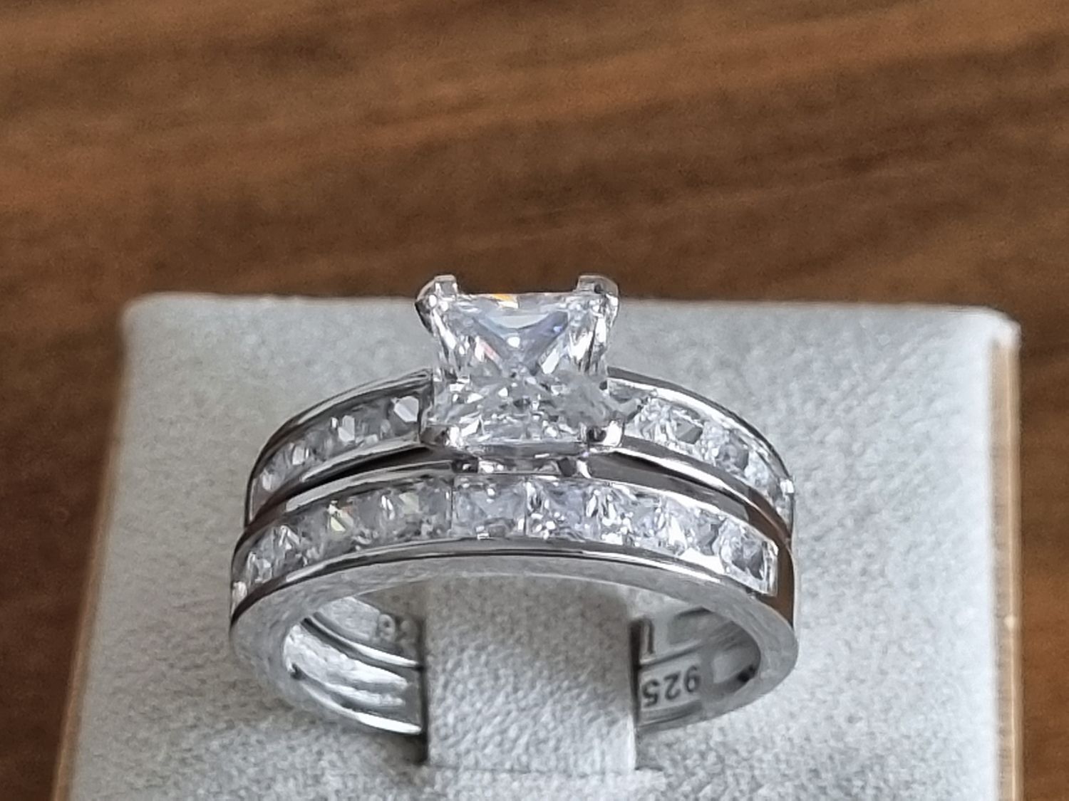 Set 2 anillos de compromiso en Plata de primera ley