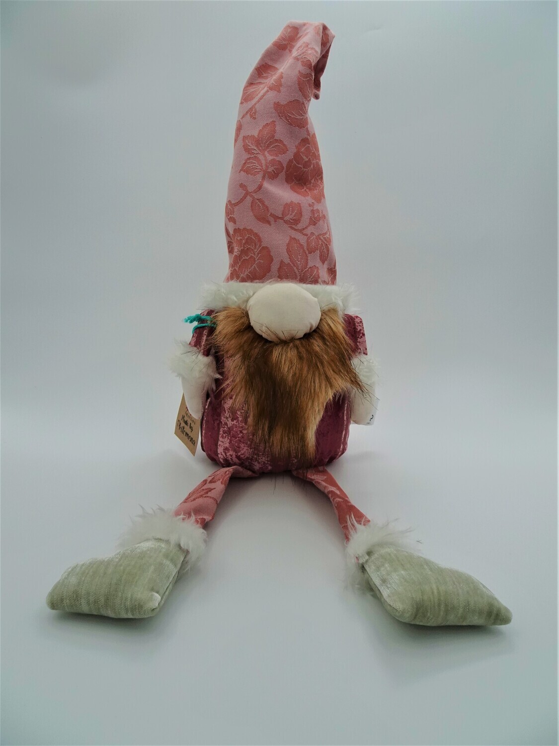 Upcycled Sitting Gnome - Pink Hat
