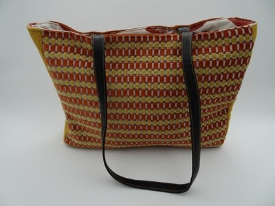 Upcycled Handbag - Orange, Faux Leather Strap