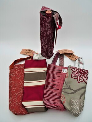 Upcycled Bottle Gift Bags (tones of red)