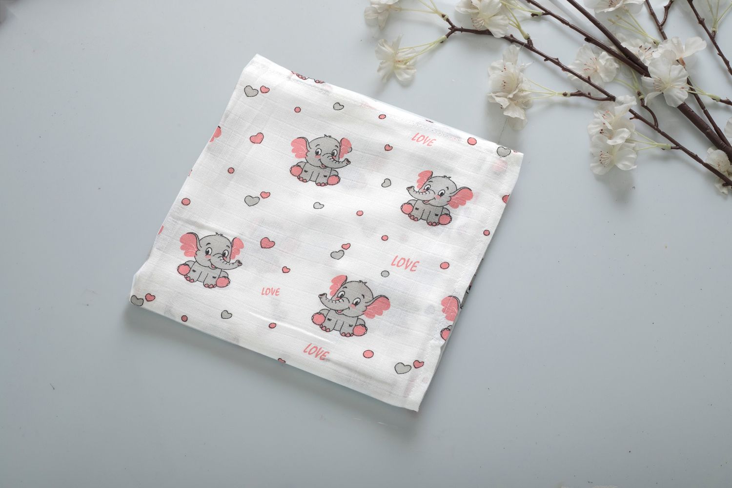 100% Cotton Muslin Fabric 3mtr (Elephant)