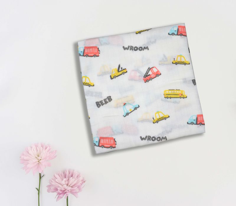 100% Cotton Muslin Fabric 3mtr (Fire Truck)