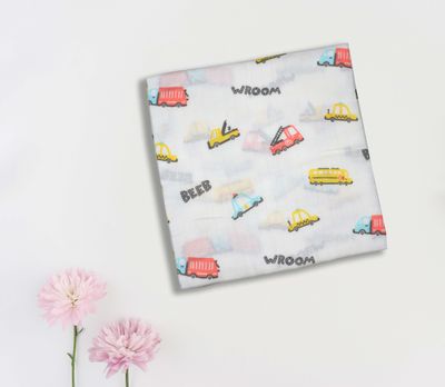 100% Cotton Muslin Fabric 3mtr (Fire Truck)