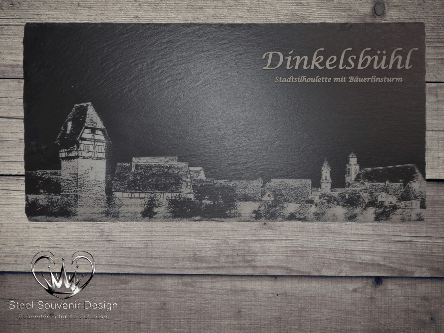 Wandbild "Dinkelsbühl Stadtsilhoulette mit Bäuerlinsturm" XXL
