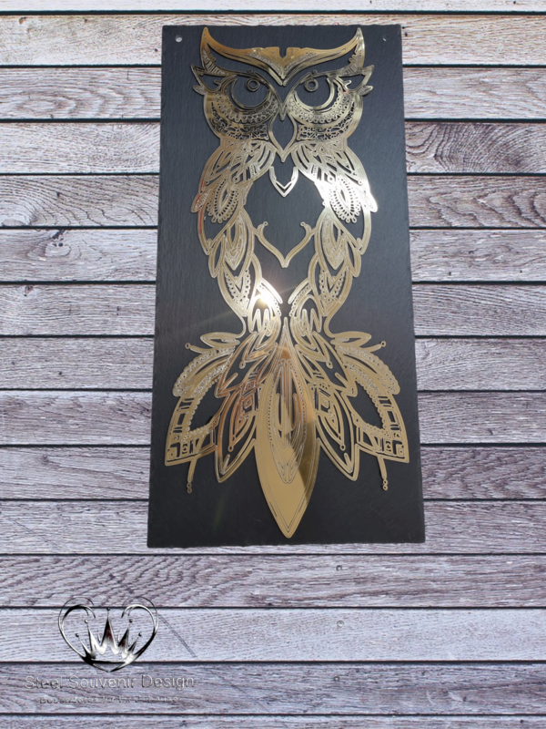 Eule im goldenen Mandala Style, mit extrem vielen Details (Wandbild XXL)