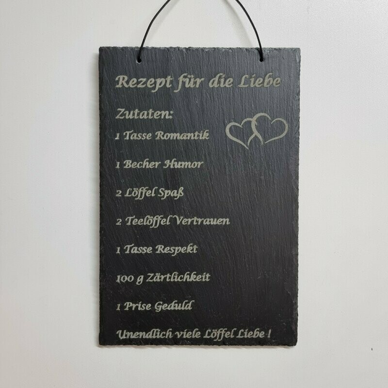 Spruchtafel: "Rezept Liebe"