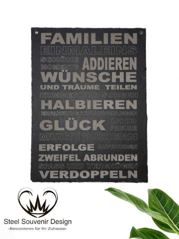 Spruchtafel: "FAMILIEN EINMALEINS" XL